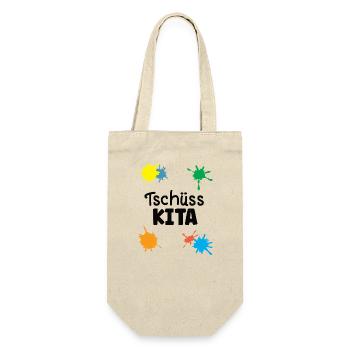 Abschied Kindergarten Krippe Hort Tschüss Kita - Geschenkbeutel für Flaschen - Natur - Vorne