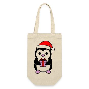 Cute Christmas Penguin with Gift - Gift Bag for Bottles - nature - Front