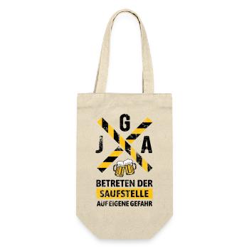 JGA Betreten der Saufstelle Warnhinweis - Geschenkbeutel für Flaschen - Natur - Vorne