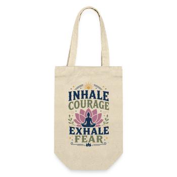  Meditation Yoga "INHALE COURAGE" Pilates Sport - Geschenkbeutel für Flaschen - Natur - Vorne