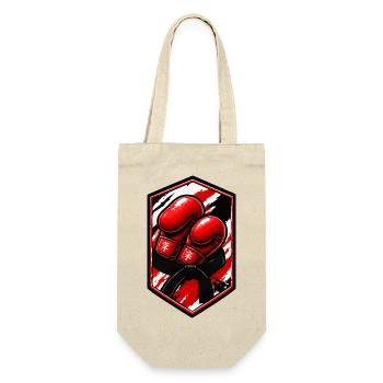 Rote Boxhandschuhe Patch - Geschenkbeutel für Flaschen - Natur - Vorne