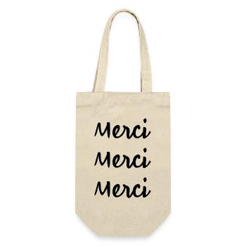 MERCI. THANKS. THANK YOU. ANNIVERSAIRE. NAISSANCE. - Sac à bouteille - nature - Devant