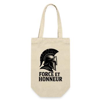 Strength & Honor – Spartanischer Stil - Geschenkbeutel für Flaschen - Natur - Vorne