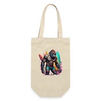 Surfing Gorilla - Geschenkbeutel für Flaschen - Natur - Vorne