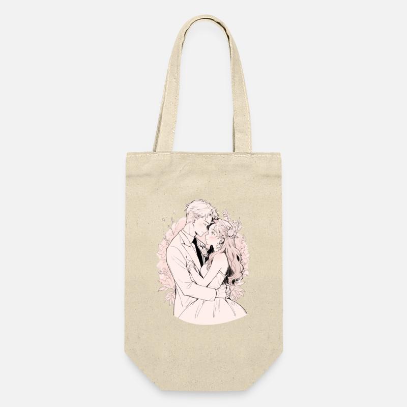 Aquarelle de mariage Anime Chibi mariée et le marié - Sac à bouteille - nature