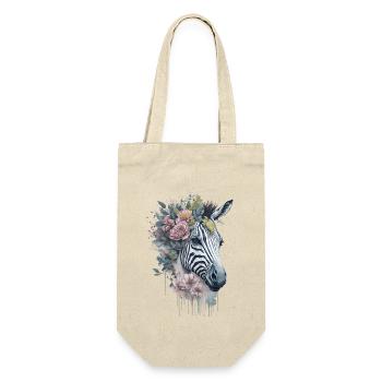 Florales Zebra - Geschenkbeutel für Flaschen - Natur - Vorne