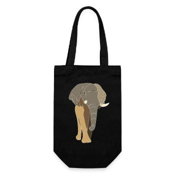 Lineart elephant, colored - Gift Bag for Bottles - black - Front