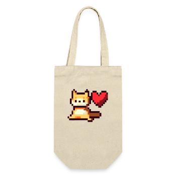 Pixelart, Cat with Heart - Geschenkbeutel für Flaschen - Natur - Vorne
