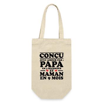 Conçu avec amour par papa et maman en 9 mois - Sac à bouteille - nature - Devant