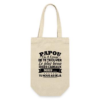 Papou Cadeau humour papa fête des pères - Sac à bouteille - nature - Devant