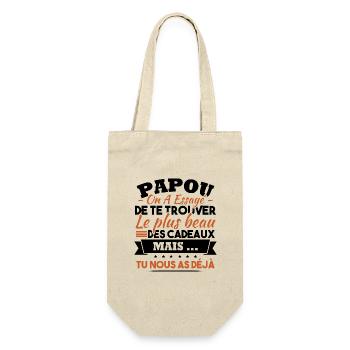 Papou Cadeau humour papa fête des pères - Sac à bouteille - nature - Devant