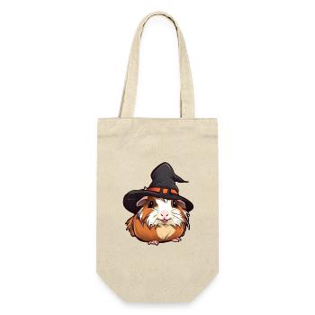Niedliches Halloween Meerschweinchen mit Hexenhut. - Geschenkbeutel für Flaschen - Natur - Vorne