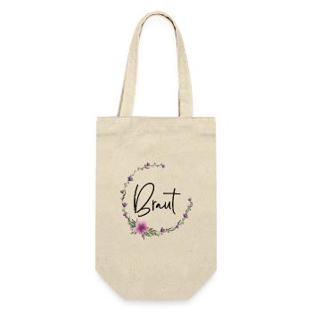 Braut Kranz 1 - Geschenkbeutel für Flaschen - Natur - Vorne