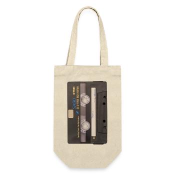Retro Tape Kassette - alte Zeiten - Geschenkbeutel für Flaschen - Natur - Vorne
