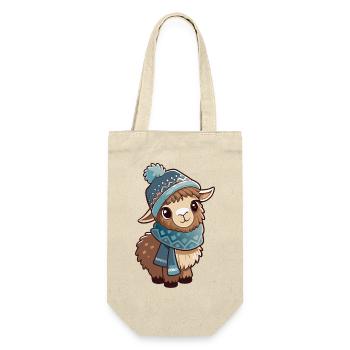 Cute llama with scarf and bobble hat. - Gift Bag for Bottles - nature - Front