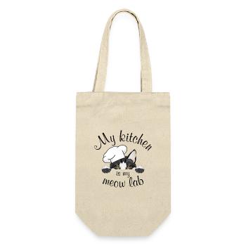 Meine Küche ist mein Miau-Labor - Geschenkbeutel für Flaschen - Natur - Vorne