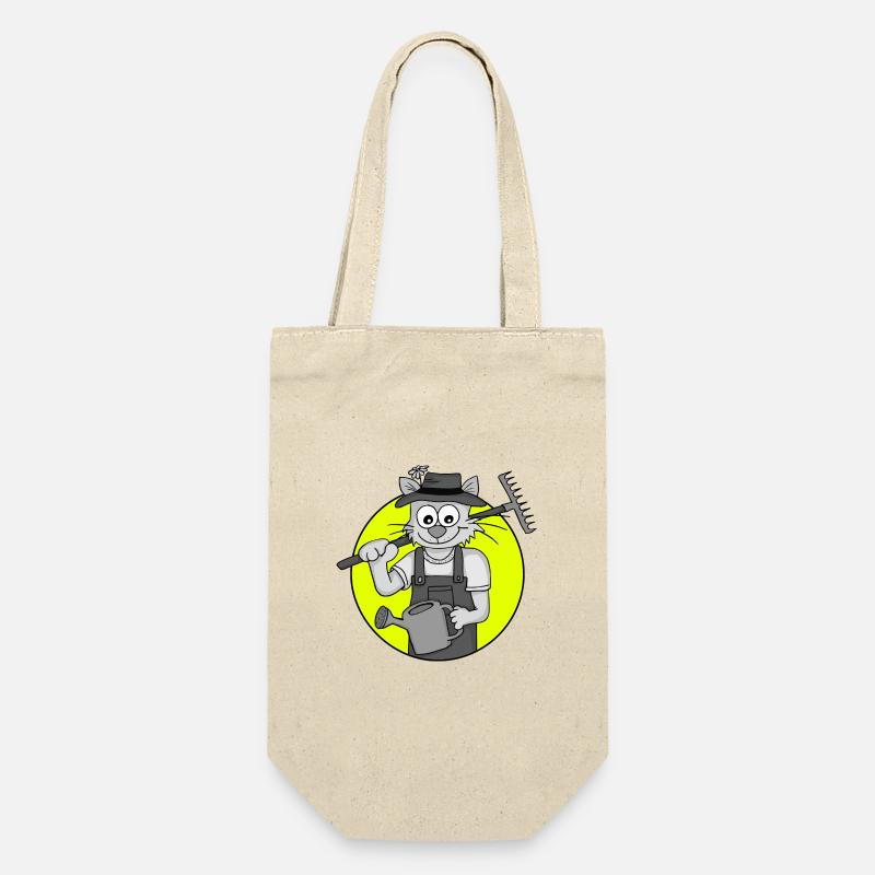 Retro Gärtner-Katze - Geschenkbeutel für Flaschen - Natur