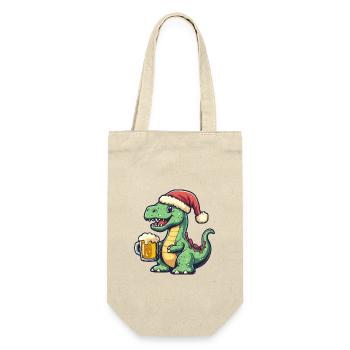 Dinosaurier brontosaurus Bier Xmas Weihnachten - Geschenkbeutel für Flaschen - Natur - Vorne