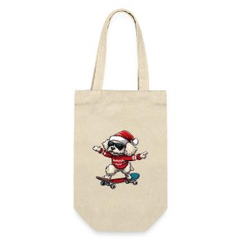 Poodle Dog Christmas Skateboard - Gift Bag for Bottles - nature - Front
