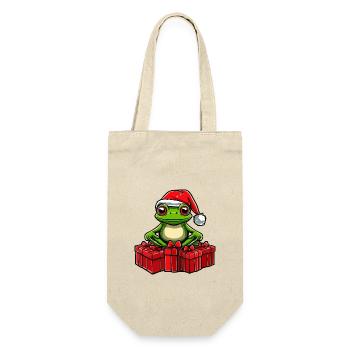 Frosch Weihnachten Geschenke - Geschenkbeutel für Flaschen - Natur - Vorne