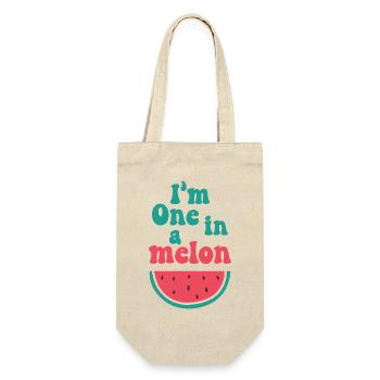 Ich bin eins in einer Melone - Geschenkbeutel für Flaschen - Natur - Vorne