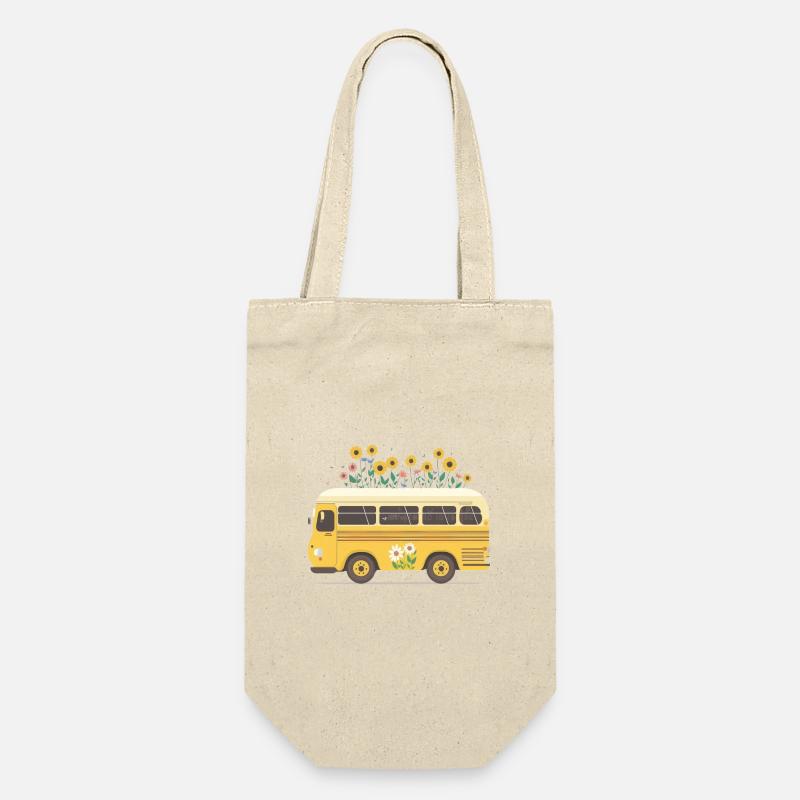 Charmante Bus Reise 5 - Geschenkbeutel für Flaschen - Natur