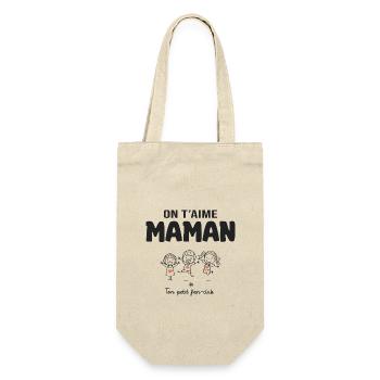 aime maman cadeau maman 3 enfants fête des mères - Sac à bouteille - nature - Devant