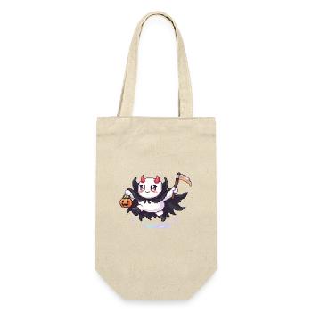 Pixel Halloween Dämon mit Kürbislaterne - Geschenkbeutel für Flaschen - Natur - Vorne