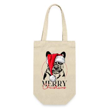 Père Noël Bouledogue Français Joyeux Noël Chiens - Sac à bouteille - nature - Devant