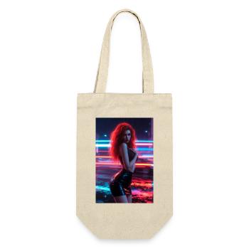 Neonrote Femme in Glanz - Geschenkbeutel für Flaschen - Natur - Vorne