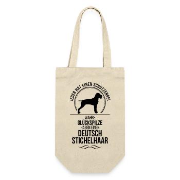 DEUTSCH STICHELHAAR Schutzengel Hunde Wilsigns - Geschenkbeutel für Flaschen - Natur - Vorne