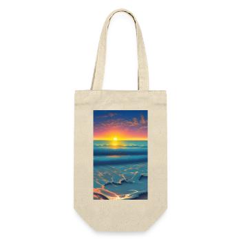 Dessin comique d’un paysage de plage au coucher du soleil - Sac à bouteille - nature - Devant