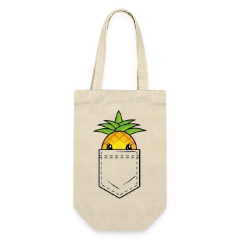 Brusttasche mit süßer Babyananas - Geschenkbeutel für Flaschen - Natur - Vorne