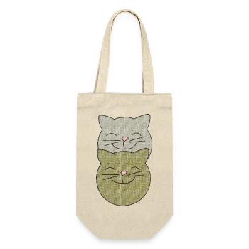 Verspielte Katzenmotive  - Geschenkbeutel für Flaschen - Natur - Vorne