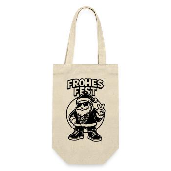 Cool Santa Frohes Fest Weihnachtsmann - Geschenkbeutel für Flaschen - Natur - Vorne
