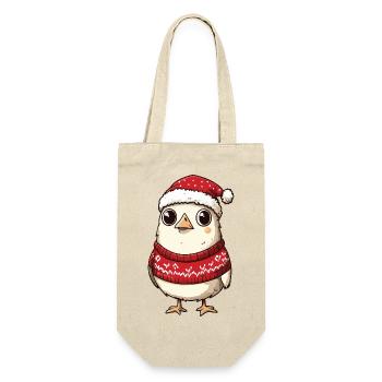 Huhn Weihnachten Xmas - Geschenkbeutel für Flaschen - Natur - Vorne