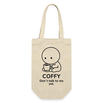 Coffy – Don't Talk to Me Yet | Coffee Mood - Geschenkbeutel für Flaschen - Natur - Vorne