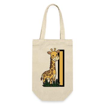 Giraffe am Pfosten – Kinderillustration - Geschenkbeutel für Flaschen - Natur - Vorne