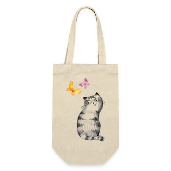 Chat aux papillons – Conception de croquis - Sac à bouteille - nature - Devant