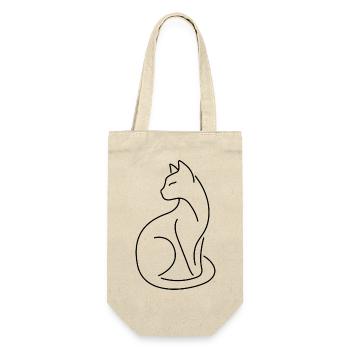 Silhouette de chat matou-chat aux lignes noires - Sac à bouteille - nature - Devant