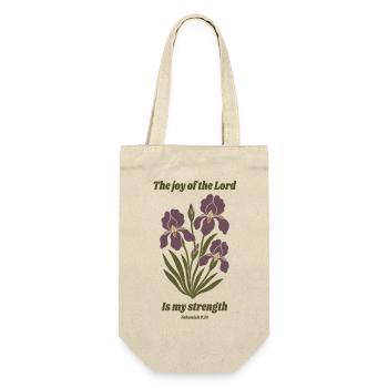 Die Freude des Herrn – Iris-Blumendesign - Geschenkbeutel für Flaschen - Natur - Vorne