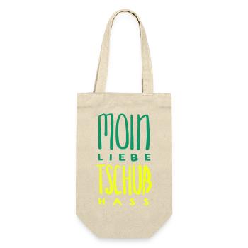 moin liebe tschüss hass - Geschenkbeutel für Flaschen - Natur - Vorne