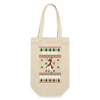 Ugly Christmas Sweater Pattern Jesus - Geschenkbeutel für Flaschen - Natur - Vorne