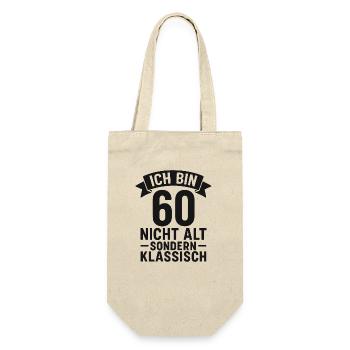 Ich bin 60 Nicht Alt sondern klassisch - Geschenkbeutel für Flaschen - Natur - Vorne