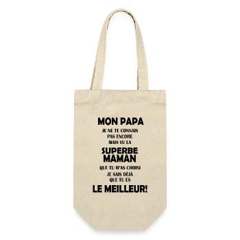Annonce grossesse Cadeau Futur Papa Future Maman - Sac à bouteille - nature - Devant