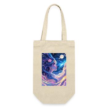 Girl in Galaxie - Geschenkbeutel für Flaschen - Natur - Vorne