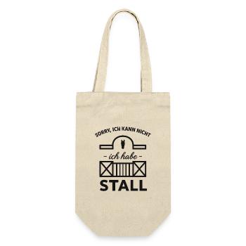 Stallpflicht Spruch: Ich hab Stall - Geschenkbeutel für Flaschen - Natur - Vorne