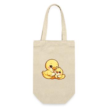 Mom Duck and her chick cuddle together - Gift Bag for Bottles - nature - Front