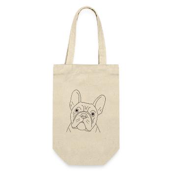 Französische Bulldogge - Geschenkbeutel für Flaschen - Natur - Vorne