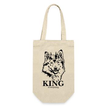 Islandhund King of everything Hunde Wilsigns - Geschenkbeutel für Flaschen - Natur - Vorne